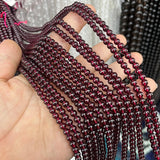 High Garnet Natural Gemstone Red Round Beads Bracelet Jewelry 15"
