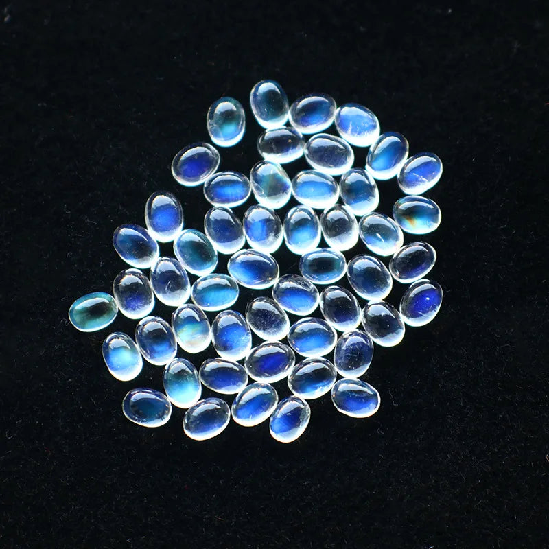 Moonstone Oval Shape Flat Bottom Beads for Jewelry Inlaid 2PCS/LOT