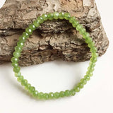 Faceted Peridot Olivine Jade Bracelet Green Stone Beaded Yoga Jewelry