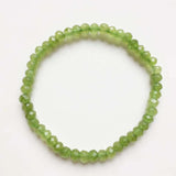 Faceted Peridot Olivine Jade Bracelet Green Stone Beaded Yoga Jewelry
