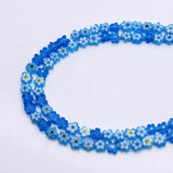 6mm Green Plum Blossom Stripe Glass Beads for DIY Jewelry
