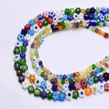 6mm Green Plum Blossom Stripe Glass Beads for DIY Jewelry