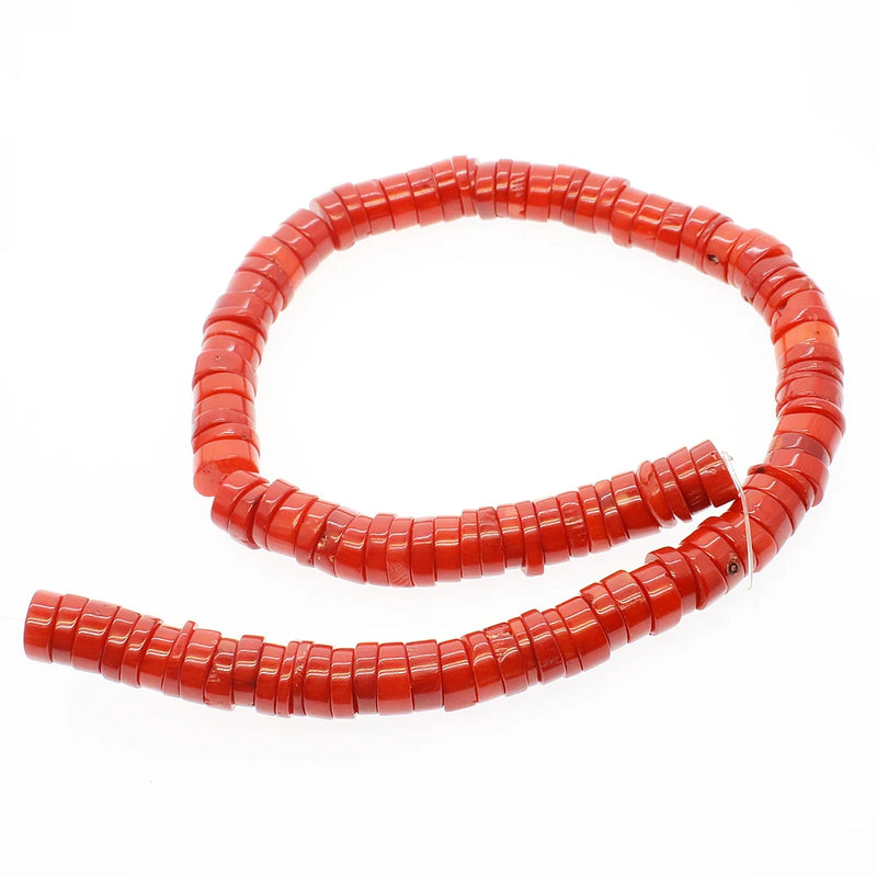 4-6mm Hot Coral Cylindrical Loose Beads for Jewelry Making
