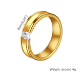 4/6mm Stainless Steel Couple Ring Zircon Wedding Bands