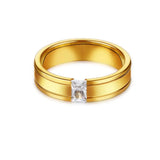 4/6mm Stainless Steel Couple Ring Zircon Wedding Bands