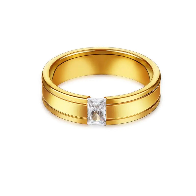 Zircon Rings Stainless Steel Couple Ring Wedding Bands Jewelry