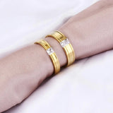 4/6mm Zircon Couple Rings Stainless Steel Wedding Bands Jewelry