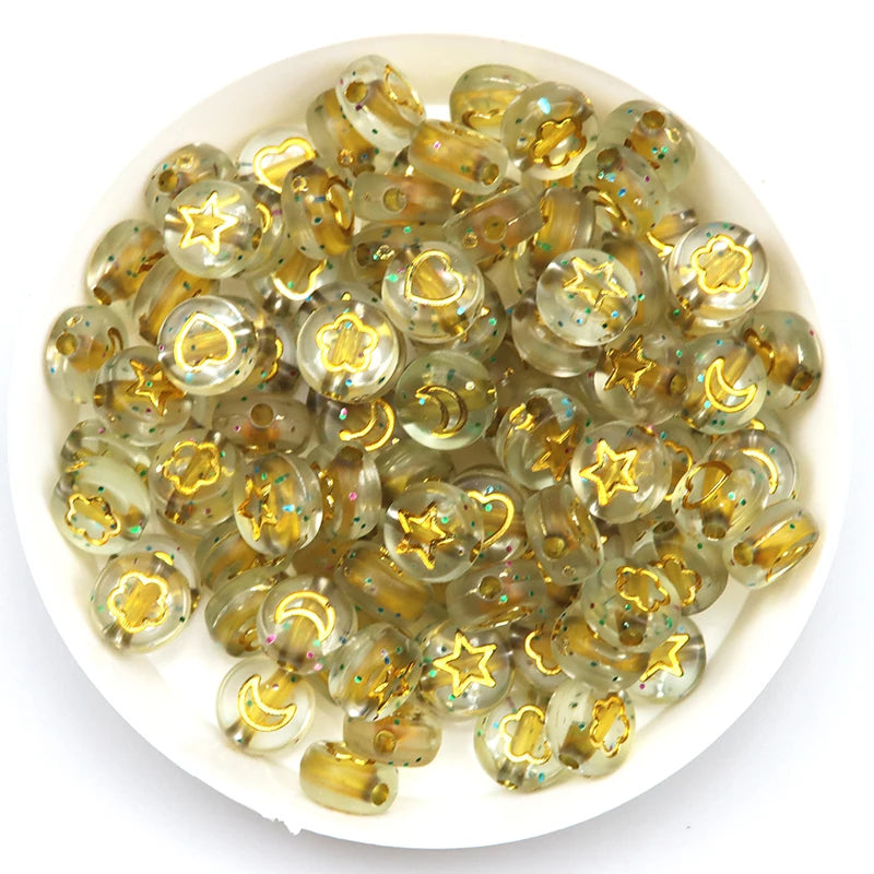 4*7mm High Star Moon Acrylic Beads Charm DIY Bracelet Necklace Jewelry