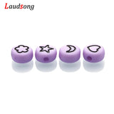 Purple Flower Star Moon Heart Beads Round Spacer Acrylic Beads