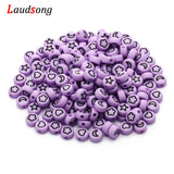 Purple Flower Star Moon Heart Beads Round Spacer Acrylic Beads