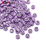 Purple Flower Star Moon Heart Beads Round Spacer Acrylic Beads