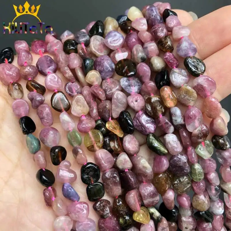 4-8mm Natural Tourmaline Beads Loose Spacer Beads for DIY Jewelry 15'' Strands