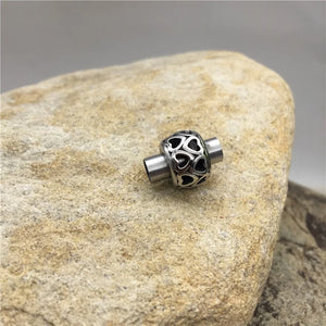 Stainless Steel Hearts Cylinder Magnetic Clasps 4.92mm Hole
