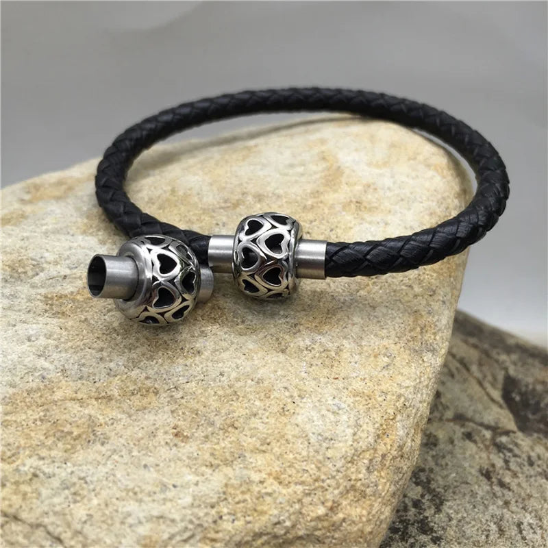 Stainless Steel Hearts Cylinder Magnetic Clasps 4.92mm Hole