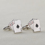 Poker Card Pin Tie Clip Cuff Links Set for Men Gifts