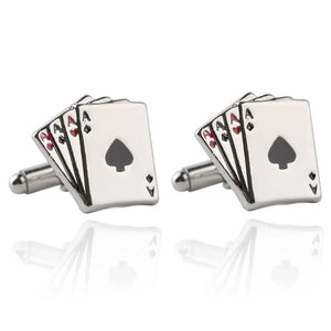 Poker Card Pin Tie Clip Cuff Links Set for Men Gifts