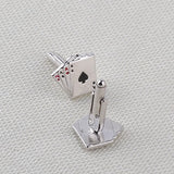 Poker Card Pin Tie Clip Cuff Links Set for Men Gifts