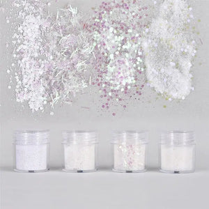 4 Bottles Resin Shinning Filling Flash Glitter Hexagon Glitter Christmas Style