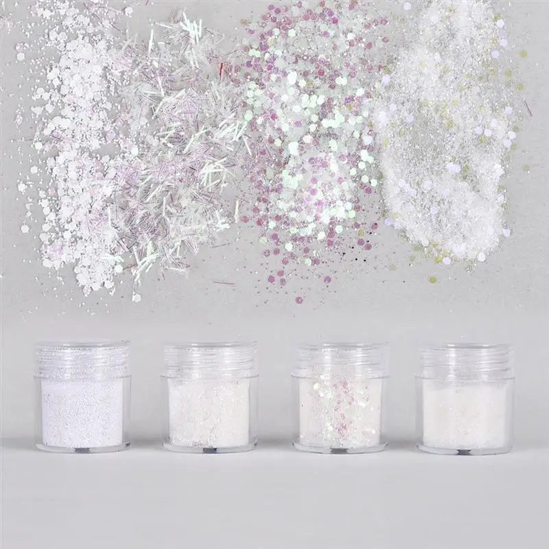 4 Bottles Resin Shinning Filling Flash Glitter Hexagon Glitter Christmas Style