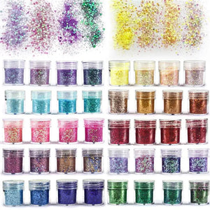 4 Bottles Resin Shinning Filling Flash Glitter Hexagon Glitter Christmas Style