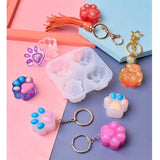4-Cavities Heart Cat Paw Keychain Epoxy Resin Mold Pendant Silicone Mould