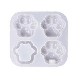 4-Cavities Heart Cat Paw Keychain Epoxy Resin Mold Pendant Silicone Mould