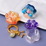 4-Cavities Heart Cat Paw Keychain Epoxy Resin Mold Pendant Silicone Mould