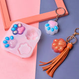 4-Cavities Heart Cat Paw Keychain Epoxy Resin Mold Pendant Silicone Mould