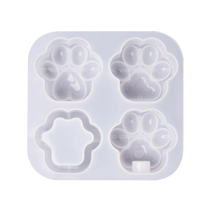 4-Cavities Heart Cat Paw Keychain Epoxy Resin Mold Pendant Silicone Mould