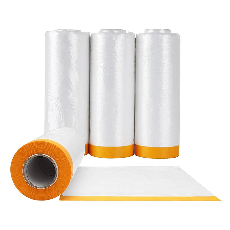 Clear Plastic Sheeting 4.9x 65.5 Ft -Taped Masking Film Drop Cloths