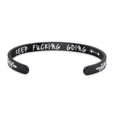Stainless Steel Flat Lettering Cuff Bracelet 6MM Jewelry