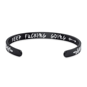 Stainless Steel Flat Lettering Cuff Bracelet 6MM Jewelry