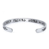Stainless Steel Flat Lettering Cuff Bracelet 6MM Jewelry
