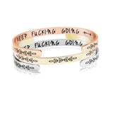 Stainless Steel Flat Lettering Cuff Bracelet 6MM Jewelry