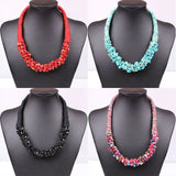 Bohemian Stone Choker Necklace Unique Weave Chain Statement Jewelry