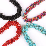 Bohemian Stone Choker Necklace Unique Weave Chain Statement Jewelry