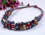 Bohemian Stone Choker Necklace Unique Weave Chain Statement Jewelry