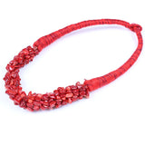 Bohemian Stone Choker Necklace Unique Weave Chain Statement Jewelry