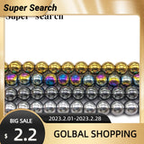 4 6 8 10 12mm Natural Stone Hematite Jasper Magnetic Round Loose Bead