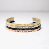 Personalized Coordinates Bracelet Bar Necklace Stainless Steel Cuff Bangle