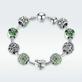 925 Sterling Silver Charm Bracelet with Love and Flower Beads