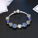 Women's Snake Chain Charm Bracelet with Love and Flower Beads