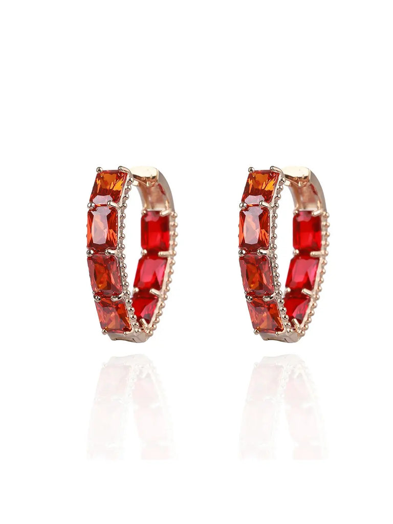 CZ Hoop Earrings for Wedding Bride, 4 Colors Cubic Zircon Accessories
