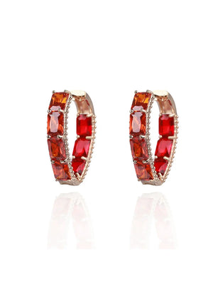 CZ Hoop Earrings for Wedding Bride, 4 Colors Cubic Zircon Accessories