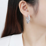 CZ Hoop Earrings for Wedding Bride, 4 Colors Cubic Zircon Accessories