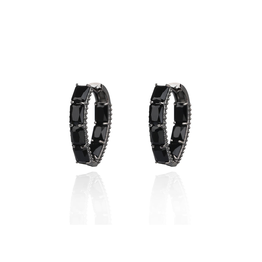 CZ Hoop Earrings for Wedding Bride, 4 Colors Cubic Zircon Accessories