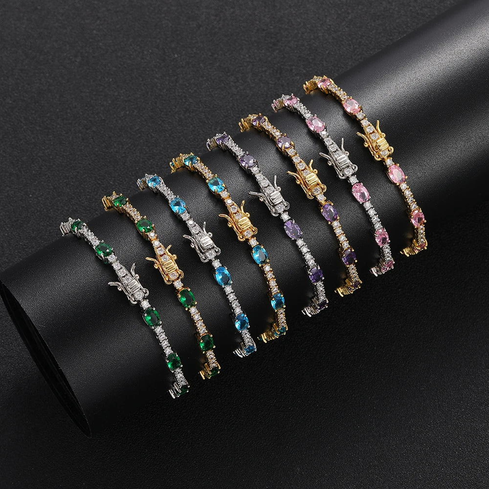 Multicolor Women Tennis Bracelet Oval CZ Jewelry Gift