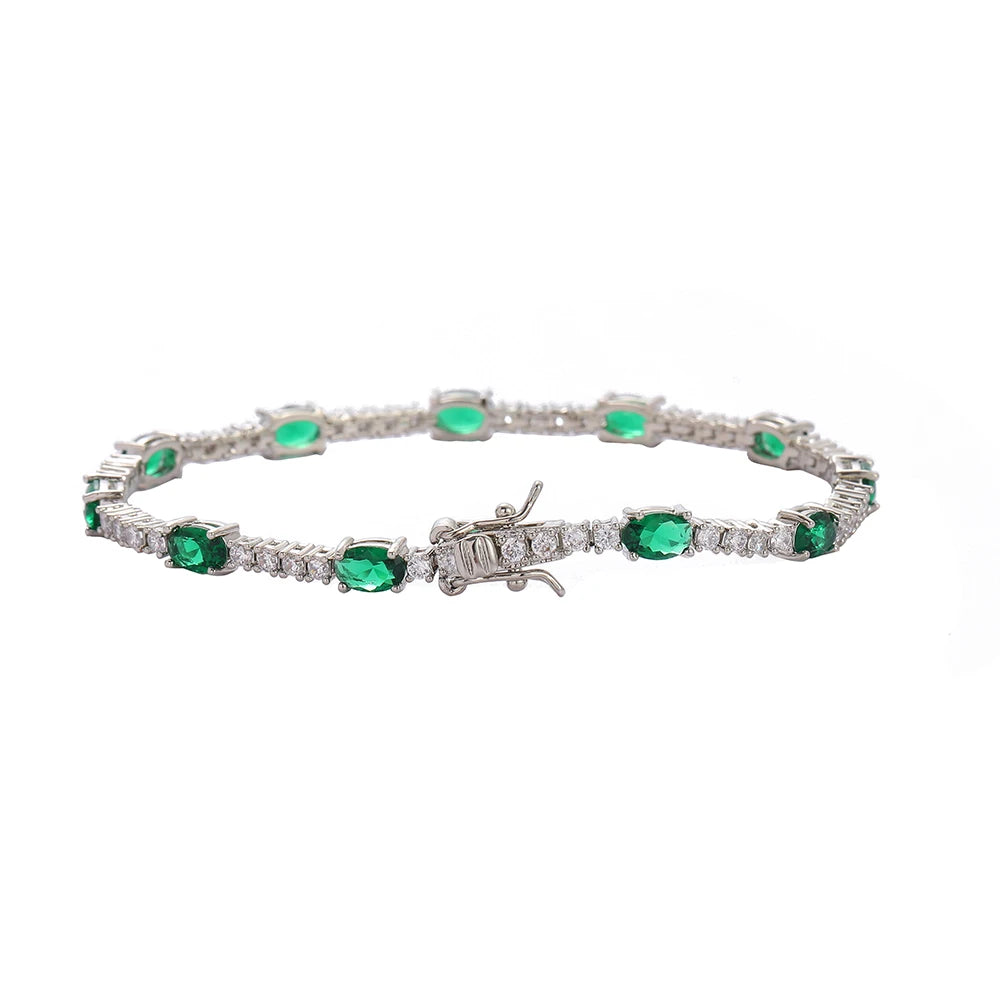Multicolor Women Tennis Bracelet Oval CZ Jewelry Gift