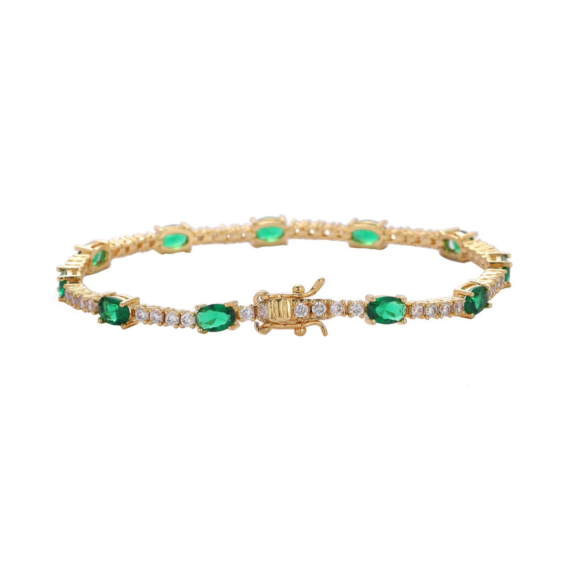 Multicolor Women Tennis Bracelet Oval CZ Jewelry Gift