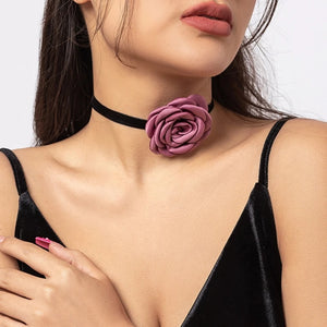 4 Colors Rose Flower Collar Satins Necklace Small Fragrance